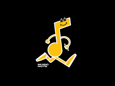 Music Note Final black brand brand design character character design icon icon design illustration logo logo design music music app music note stride yellow