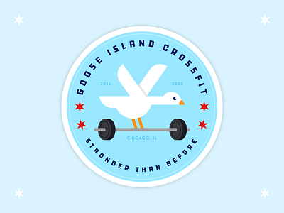 Goose Island CrossFit badge barbell branding crossfit crossfit logo design goose icon illustration logo sticker typography vector weightlifting