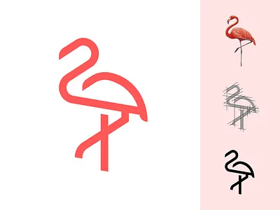 Flamingo Logo Mark animals logo flamingo flamingo logo iconic logo illustration logo logo design logo designer logo grid logo mark logos logozoo mark minimalist vector