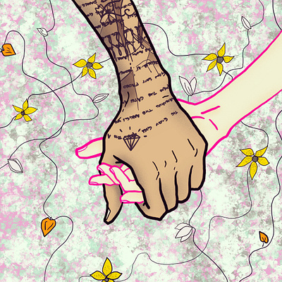 A Love Not Forgotten abstract concept art digital art digital painting diversity flowers hands holding hands illustration procreate tattoo