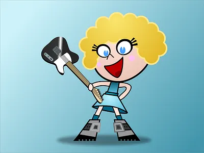 Indie rock guitar girl app artist branding cartoon design fender guitar icon illustration logo telecaster ui vector
