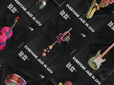 Poster Series - Leopolis Jazz Fest 3d branding cinema 4d communication design festival identity graphic design identity design jazz jazz festival minimalistic poster poster design redshift3d stylish visual identity