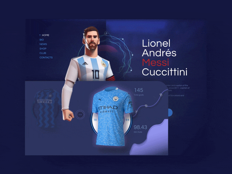 Messi interaction animation app barcelona fifa football football club inter interaction manchester city messi soccer uefa ui ux web web design website