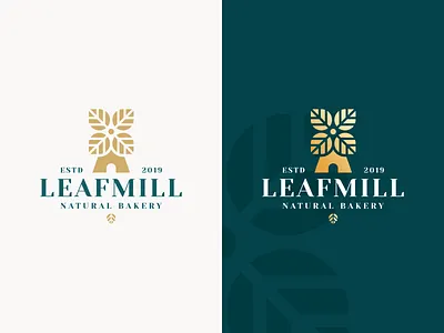 Leaf Mill Logo Design bakery baking bread cook cooking design leaf leaflet leaves logo logos mill mills