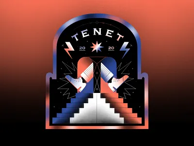 Tenet Movie character gradient illustration reflection stairs sticker tenet texture type typogaphy