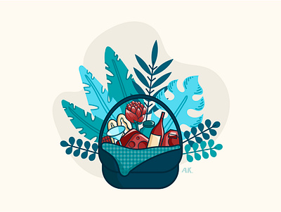 Picnic Basket basket children colors comercial design flat illustration kids kidsillustration minimal picnic vector