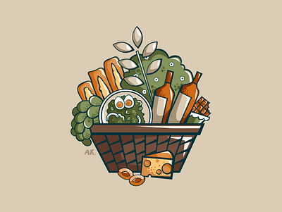 Picnic Basket #2 basket colors comercial design flat food illustration minimal picnic vector