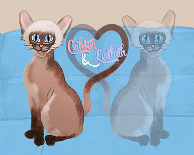 Cahtea & Leabah Close Up cat character design children book illustration couch design digital painting gouache illustration pencil photoshop