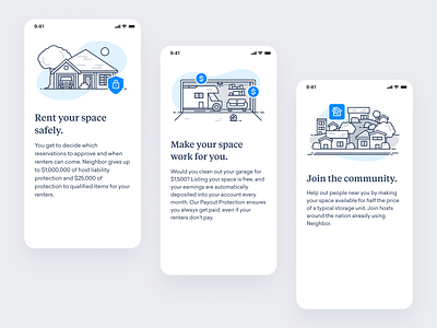 Neighbor Onboarding Illustrations app carousel community home home illustration house house illustration illustration neighbor neighborhood onboarding street