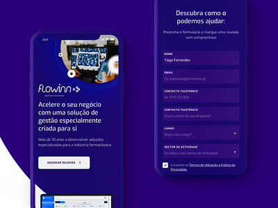 Flowinn - Landing page business contact form landing landing page mobile software
