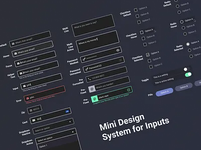 Mini Design System for Inputs app dark ui form design form field input pattern library ui visual design
