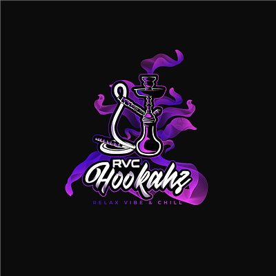 RVC Hookahz branding design club hookah illustration illustrator logo logo design purple gradient shisha tshirt typography vector