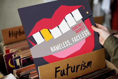 Nameless, Faceless Mock Up Vinyl Cover design illustration knife lips mouth punk record records rock teeth vinyl