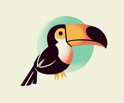 Toucan adorable birb bird cute digital illustration drawing forest illustration ipad pro ipadpro jungle textured textures toucan