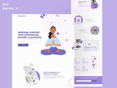 BuddyCare Landing Page design figma figmadesign landing page mobile application ui ui design webdesign