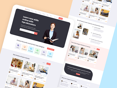 Skilify E-Learning Website - Online Course Website Template animation branding education education website illustration landing lms madbrains saas lasnding page sketch skillify symbol ui vector website xd challanger