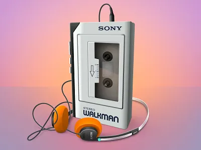 Sony Walkman WM 1 gradient illustration old skool sony vector walkman