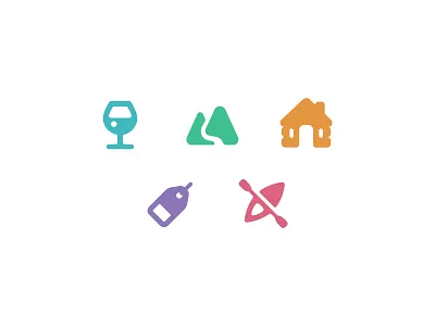 Travel App Icons adventure app beverage cabin category drink house icon illustration kayak label lodging log logo mark mountain outdoors tag travel wine