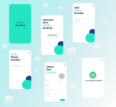 Create Account for mobile banking app design minimal typography ui