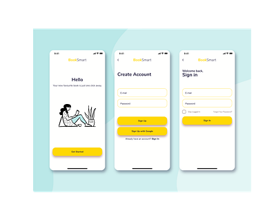BookSmart Login app design ui