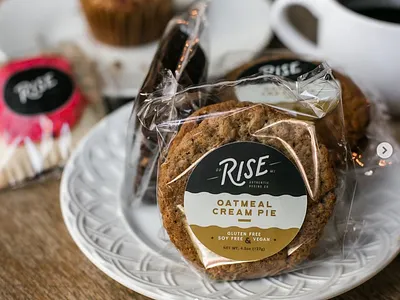 Freshly Baked RISE Packaging art direction baked goods bakery baking branding cookie design food graphic design illustration label logo packaging packaging design sticker