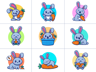 Rabbit and carrot 🐰🥕 animal bunny carrot cartoon character cute fluffy food furry hare icon illustration logo mammal mascot nature pet rabbit vector vegetable