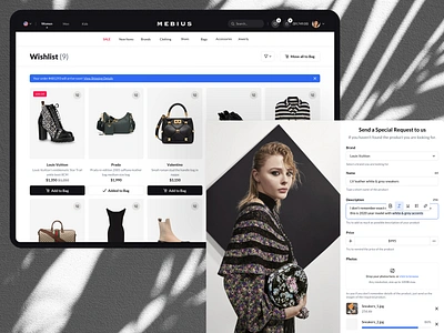 Wishlist - E-Commerce bags brands cards clothes e commerce fashion favorites form magazine products shop shopping store ui ux web website wishlist