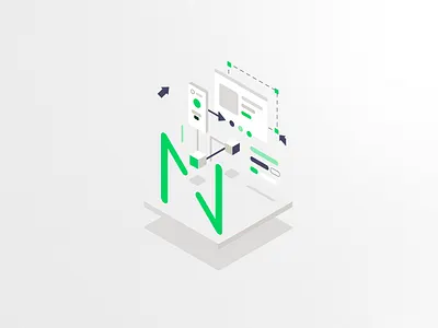 Illustration for Netguru.com brand design green grey illustration illustrator isometric landing logo responsive design subtle technical ui vector website website illustration