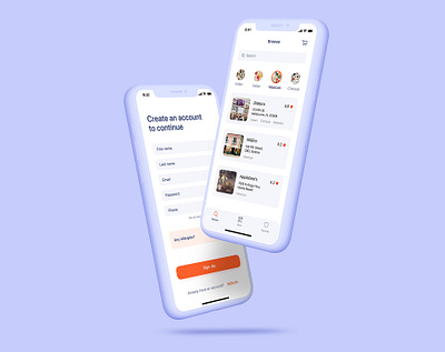 Restaurant app design app design app for food app for restaurant food app ios app design login screen restaurant app sign up screen