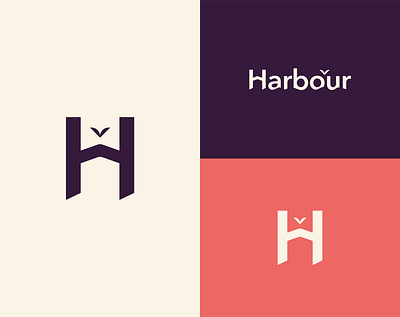 Harbour Properties Branding Concept blue branding design flat h letter h logo home logo house branding house logo icon illustration logo minimal purple branding red branding typography vector