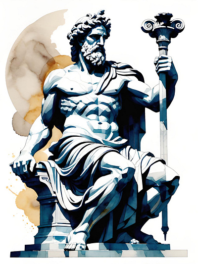 Zeus god gods greek greek mythology illustration mythology statue watercolor zeus