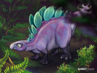 Sophie The Stegosaurus character design cretaceous dinosaur extinct forest fossil illustration jurassic jurassic park jurassic world museum pixar procreate sophie stegosaurus the good dinosaur