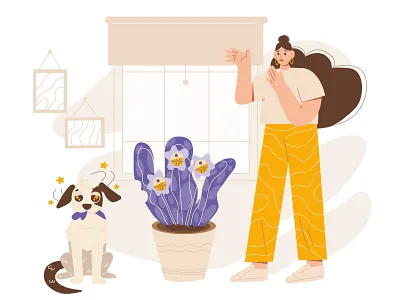 Test work 2d 2d art advertisment charachter colour concept dog flat fun futuristic plant girl illustration illustration for motion vector