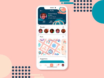 User profile - DailyUI 006 006 clean colorful colors dailyui design friends message mobile app mobile ui post trendy ui uiux user user page userinterface ux vector