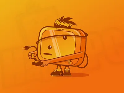 Sticker For HappyPC adobe branding cartoon character computer funny happy illustrator kids orange pc vector