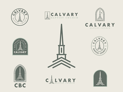 Calvary Baptist Church Concept Logos adobe illustrator badge baptist brand branding christ church design garner jesus logo shield simple steeple vector