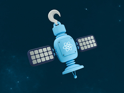 React Hooks - Satellite 3d 3d illustration cinema 4d code design hook hooks icon illustration java low poly octane programming react satellite space technology web design