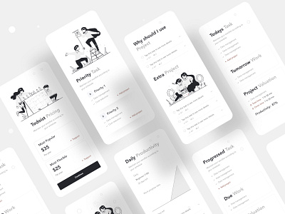 Todoist Application Redesign app character design header hybrid illustration illustrations ios mobile app mobile app design mobile ui projectmanagement task task management todoist typography ui ux web website