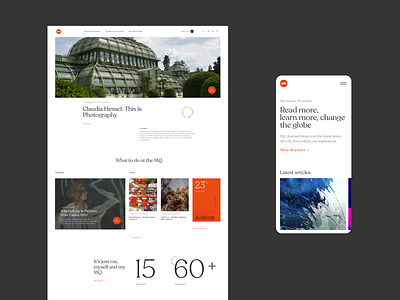 MQ Vienna • Redesign Concept #1 clean design desktop frontpage hero interface layout minimal mobile mq museumsquartier simple typography ui ui ux user experience user interface web white whitespace