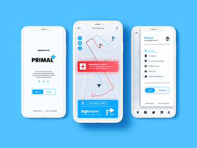 Primal App UI Design alerts app branding design flat logo minimal safety ui ux web