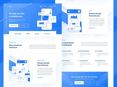 Job Finder - Landing Page app blue clean dashboard design gradient icon illustration ios landing page landingpage mobile ui uidesign uiux uiuxdesign uxdesign web webdesign website