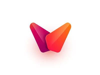 Letter W logo design in fluent style 2020 3d app branding branding design clean company logo fluent fluent design glossy illustraion logo logotype material design modern origami red shadow ui w letter