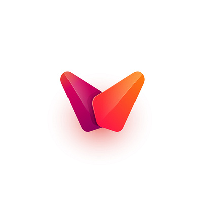 Letter W logo design in fluent style 2020 3d app branding branding design clean company logo fluent fluent design glossy illustraion logo logotype material design modern origami red shadow ui w letter