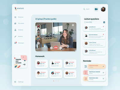 eLearning Platform app blue calendar concept course design education interface learning online courses online education red reminder schedule students web web app web design