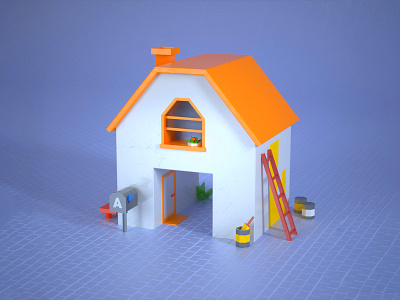 Lowpoly House 36daysoftype 3d 3d house 3d modeling a letter c4d cinema 4d colours design house paint illustration isometric lowpoly