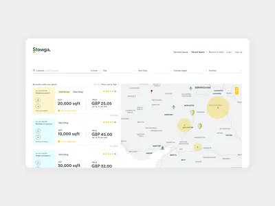 Warehouse Rental Site app logistic map minimalism proptech uidesign warehouse