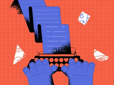 Writing on a typewriter ! 2d adobe illustrator art character color colours design flat design grain texture hand illustration typewriter vector work writer