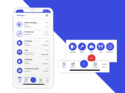 App UI Design for car diary app design icon navigation ui