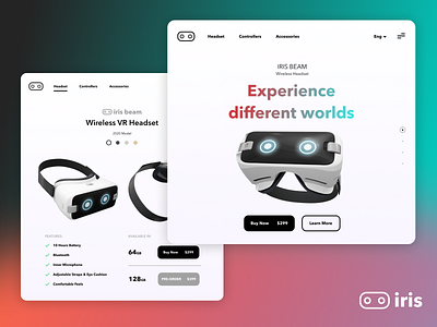 IRIS - VR Headset Landing Page Concept branding ecommerce gaming landing landing page minimal modern product design technology ui ui design ux visual design vr web design website website concept white