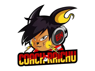 Coach Raichu Mascot custom logo artwork branding design flat illustration logo minimal vector